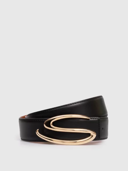 Шкіряний з монограмою логотипа Santoni чорний