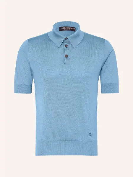 Dolce & Gabbana Pletené Polo Tričko Z Hedvábí tmavě modrá
