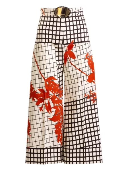 Pantaloni Silvia Tcherassi cu imagine cu imprimeu geometric alb