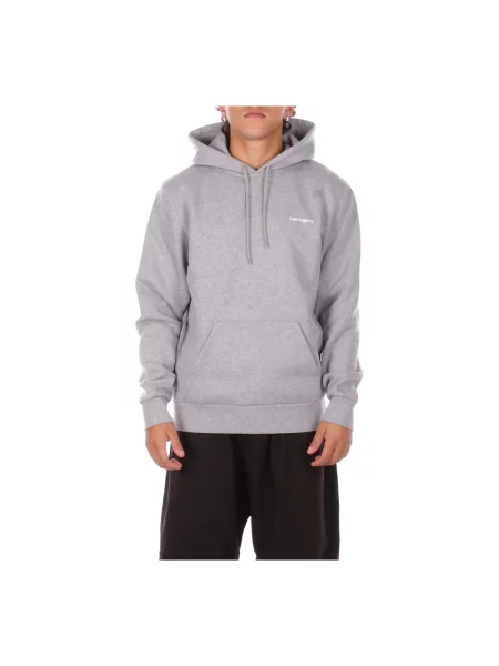 Carhartt WIP bluza Hooded Script Embroidery Sweat z kapturem melanżowa szary