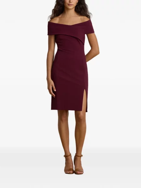 Rochie mini Lauren Ralph Lauren cu umerii deschiși roșu