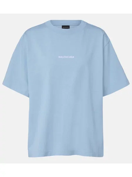 Tricou Balenciaga din jerseu albastru