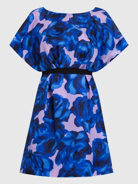 Сукня міні з шовку в квітковий принт Carolina Herrera синя