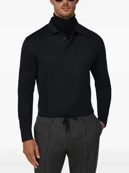 Μεταξωτό polo Boggi Milano μαύρο