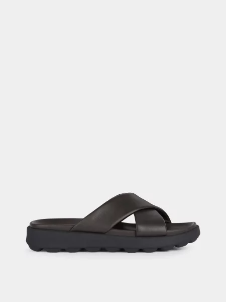 Шкіряні Шльопанці Geox Spherica темно-коричневий коричневі