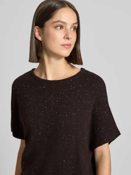 T-shirt o kroju relaxed fit z mieszanki żywej wełny w imitacji dzianiny Lanius