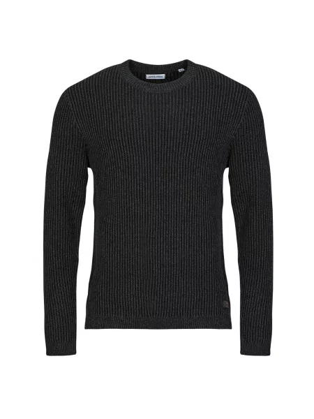 Pleten pulover Jack & Jones zajemalni vrat črna
