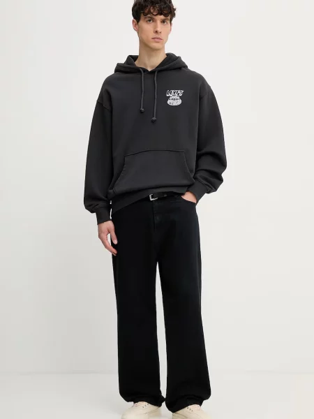 Levi's pulover s kapuco bombažen RELAXED GRAPHIC črna