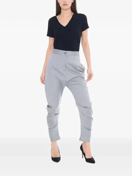 Μεταξωτό κωνικό παντελόνι Tessitura Body Couture γκρι