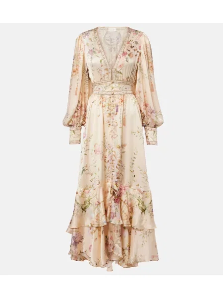 Svilena maksi obleka Camilla s potiskom