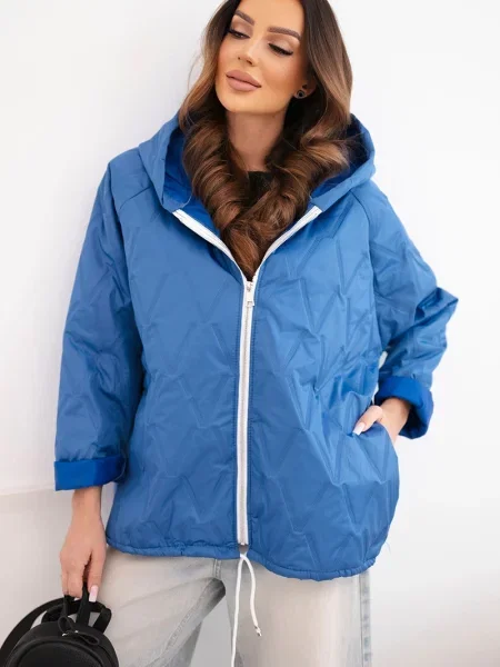 Jachetă matlasată Kesi Włoski cu glugă albastru