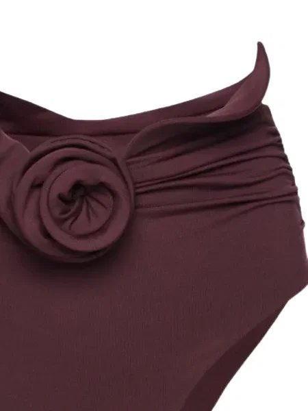 Bikini Magda Butrym cu model floral cu volane roșu