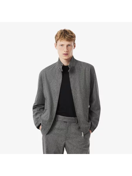Lacoste Wełniana Kurtka Harrington szary