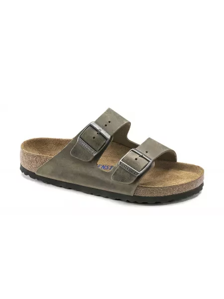 Klapki Birkenstock skórzane zielone