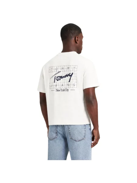 Tommy Jeans Tricou SIGN FLAG' alb