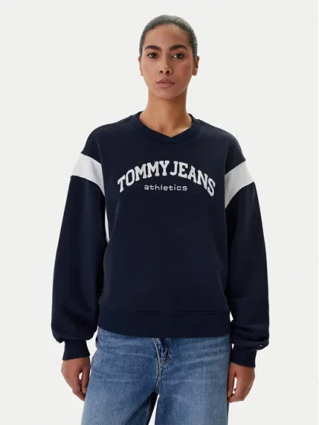 Tommy Jeans Mikina VARSITY modrá biela