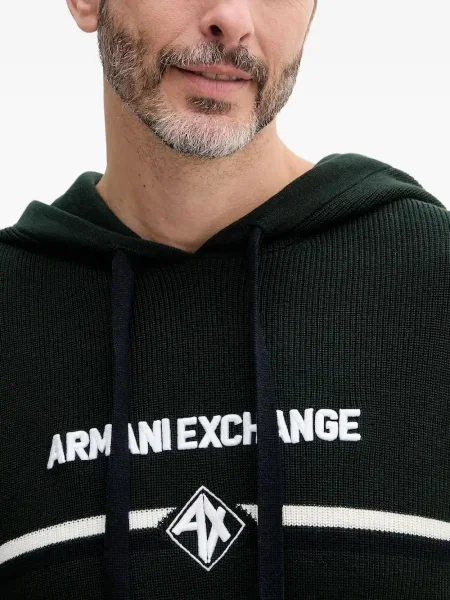 Megztas džemperis su gobtuvu Armani Exchange juoda