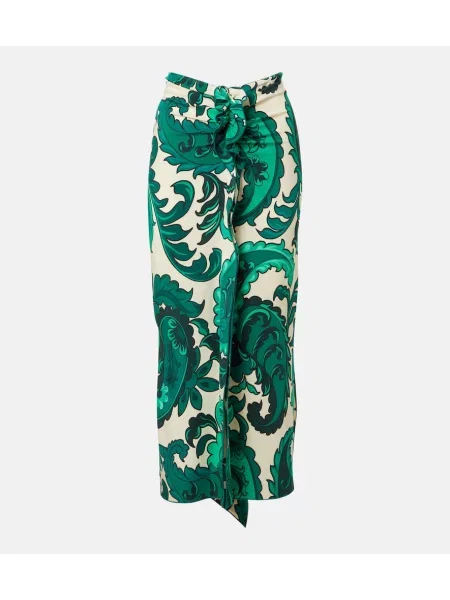 Fustă midi Etro cu volane cu model paisley până la genunchi verde