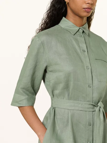 Mm By Max Mara Lněné Šaty Tabella olivová