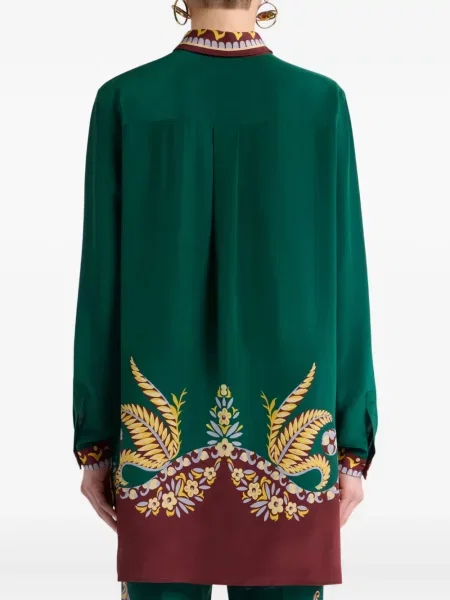 Cămașă Etro cu imagine cu model paisley lungă verde
