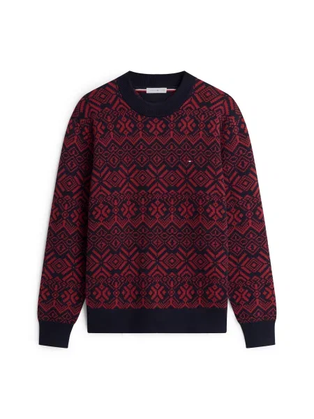TOMMY HILFIGER Pulover bleumarin / roși aprins