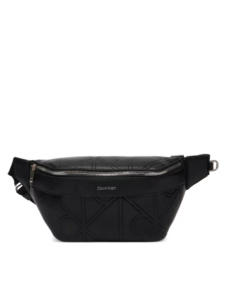 Torbica oko struka﻿ Calvin Klein Emblem Aop Emboss Waistbag crna