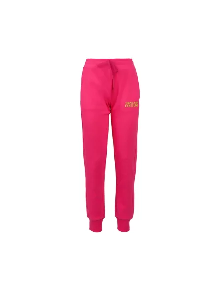 Joggery Versace Jeans Couture z nadrukiem różowe
