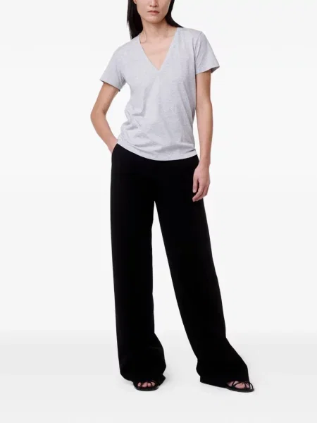 Tricou Another Tomorrow cu decolteu în V gri