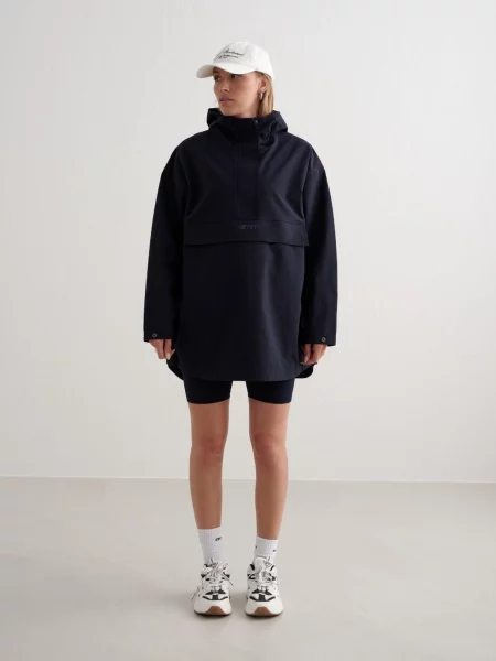 Anorak wodoodporny oversize'owy z półzamkiem granatowy niebieska