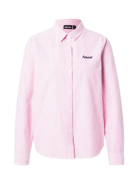 PIECES Bluză PCIRENE mov deschis / roz alb