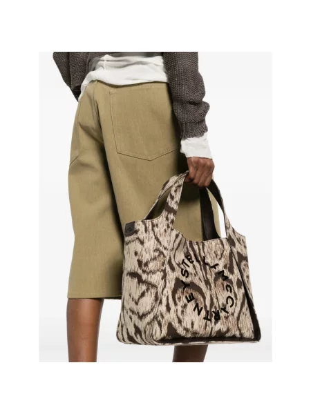 Shopperka Stella Mccartney skórzana z logo brązowa