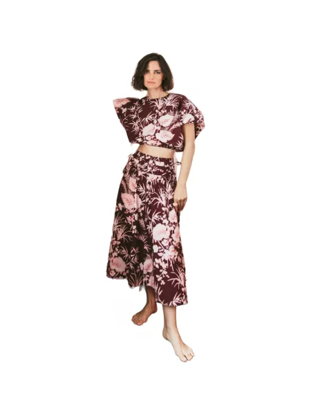 Decupat top Cara Cara cu model floral cu imagine roșu