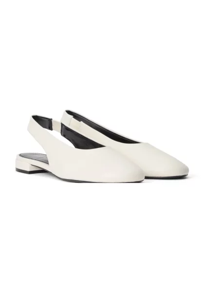 Lniane balerinki Stuart Weitzman z otwartą piętą beżowe