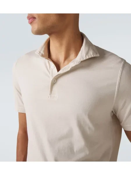 Tricou polo Fedeli din jerseu bej