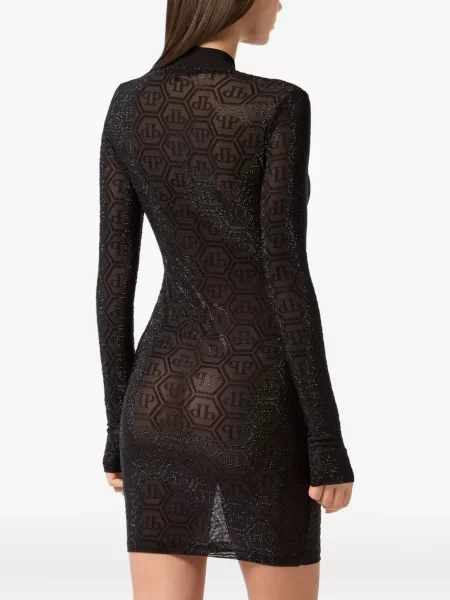 Rochie mini Philipp Plein din tul de costum negru