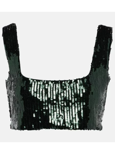Top Galvan z cekinami w serca zielony