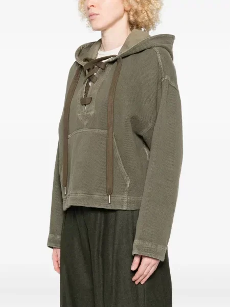 Суичър с качулка Golden Goose с връзки с дантела зелено