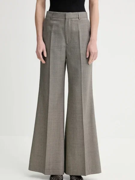 Filippa K pantaloni de lână lat high waist maro