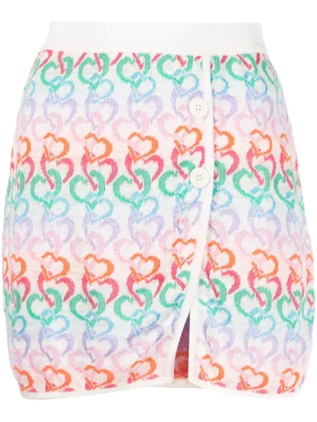 Fustă Marco Rambaldi cu broderie cu motiv cu inimi alb