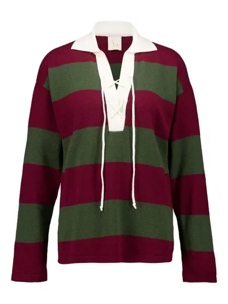 Polo Paula cu dungi tricotate roșu