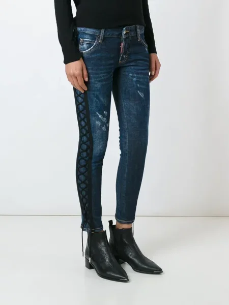 Blugi Dsquared2 din dantelă albastru