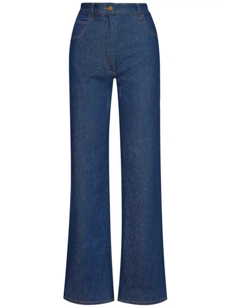 Blugi drepți Oscar De La Renta cu talie înaltă albastru