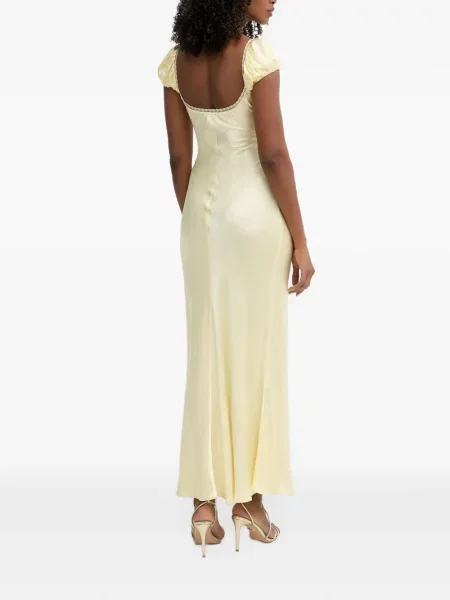 Rochie Bardot din dantelă galben