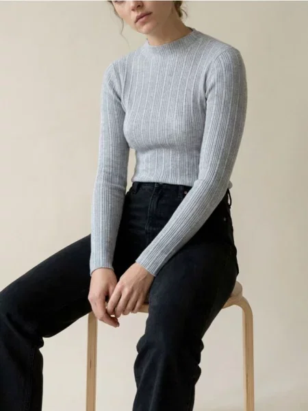 Водолазка в рубчик сірий