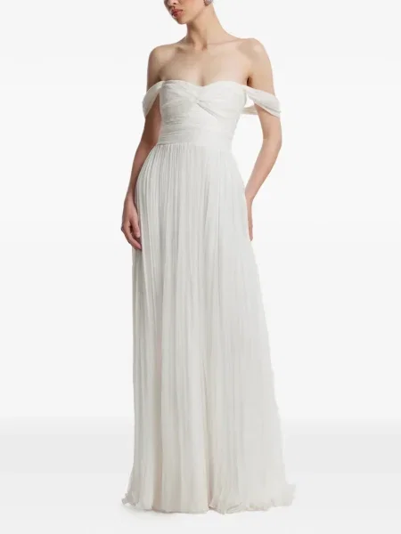 Rochie maxi Framboise plisată de costum alb