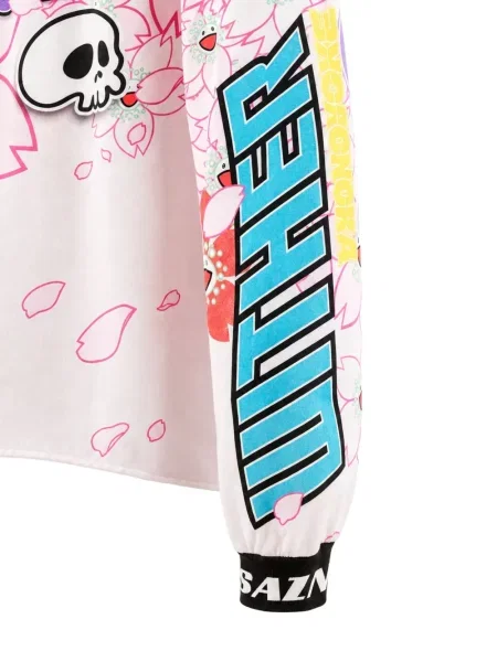 Lung tricou Monokemade cu imagine alb