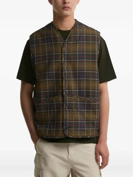 Кариран елек Barbour с принт зелено