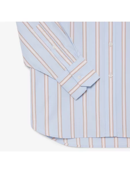 Lacoste Koszula W Paski Oversize niebieska