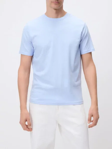 Reserved Футболка regular fit з льоном блідо-блакитний блакитна