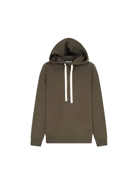Dzianinowa bluza z kapturem Jil Sander z kapturem zielona